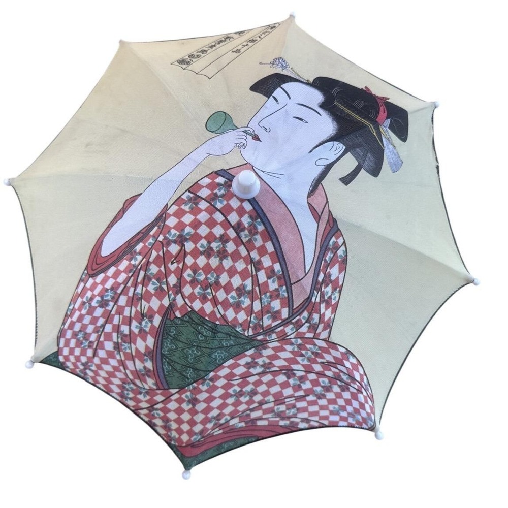 Vintage RARE Mini Sun Parasol Umbrella Japanese Kimono 11.5" L Personal **Read